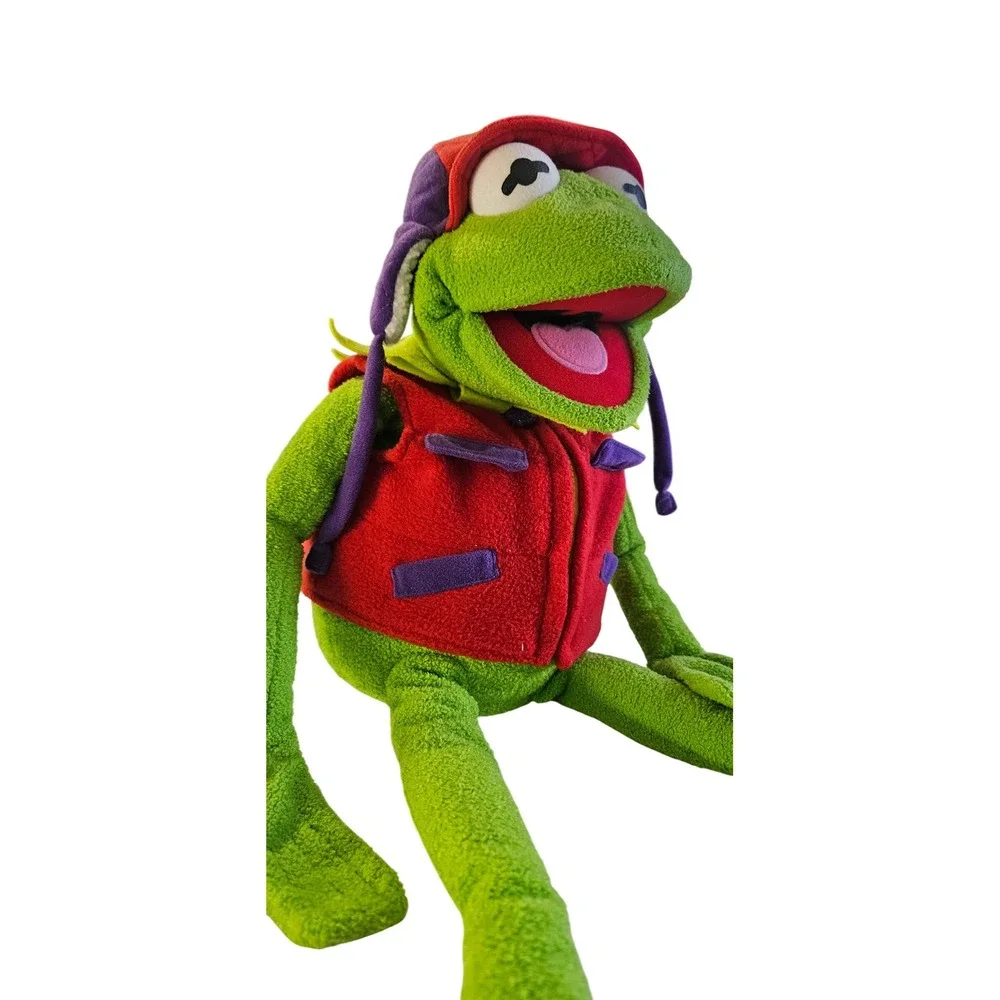Vintage Kermit the Frog Plush Jim Henson Macys Red Vest Trapper Hat Muppets Toy